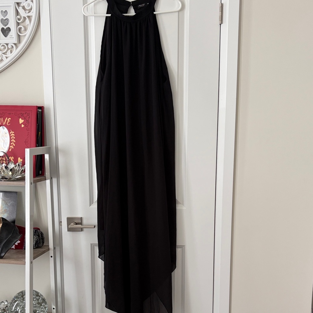 SHEIN Black High-Low Halter Maxi Dress